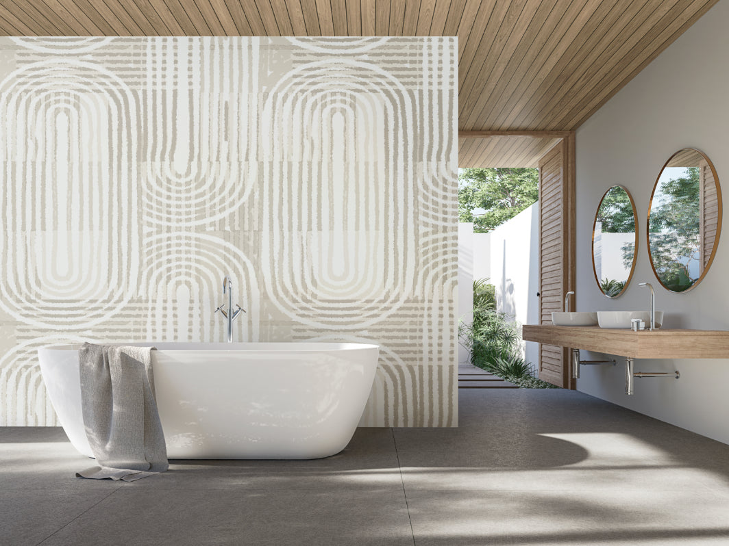 Origin Murals Curved Line Texture Grey 300cm X 240cm