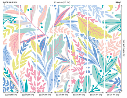 Origin Murals Patterned Leaves Pastel 350cm X 280cm