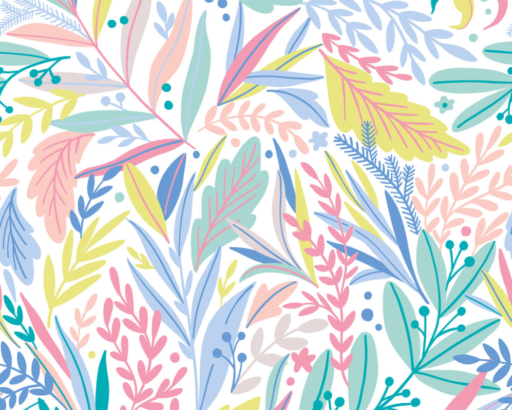 Origin Murals Patterned Leaves Pastel 300cm X 240cm