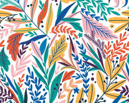 Origin Murals Patterned Leaves Multi Bright 300cm X 240cm