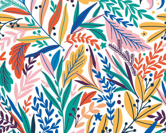 Origin Murals Patterned Leaves Multi Bright 300cm X 240cm