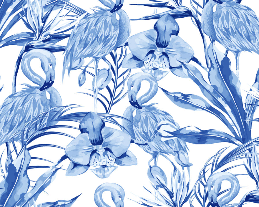 Origin Murals Paradise Flamingo Cobalt 350cm X 280cm