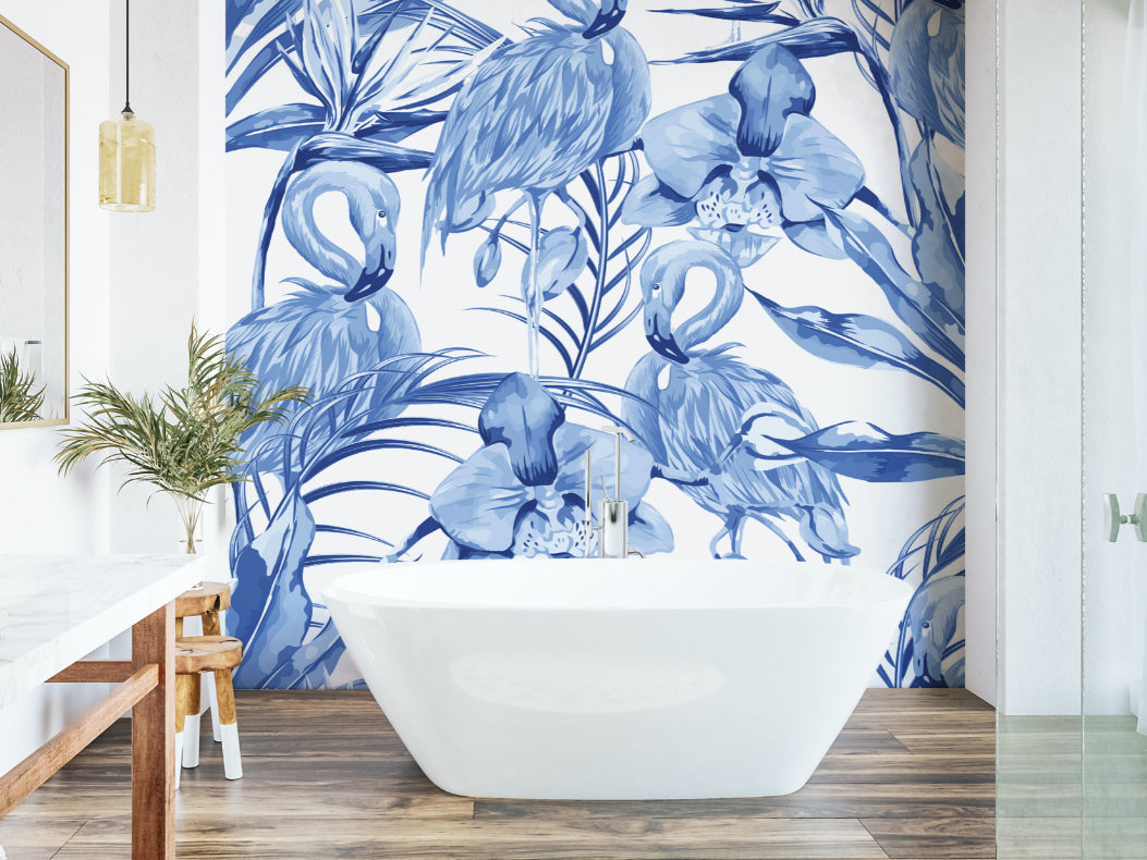 Origin Murals Paradise Flamingo Cobalt 350cm X 280cm
