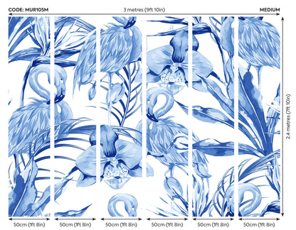 Origin Murals Paradise Flamingo Cobalt 300cm X 240cm