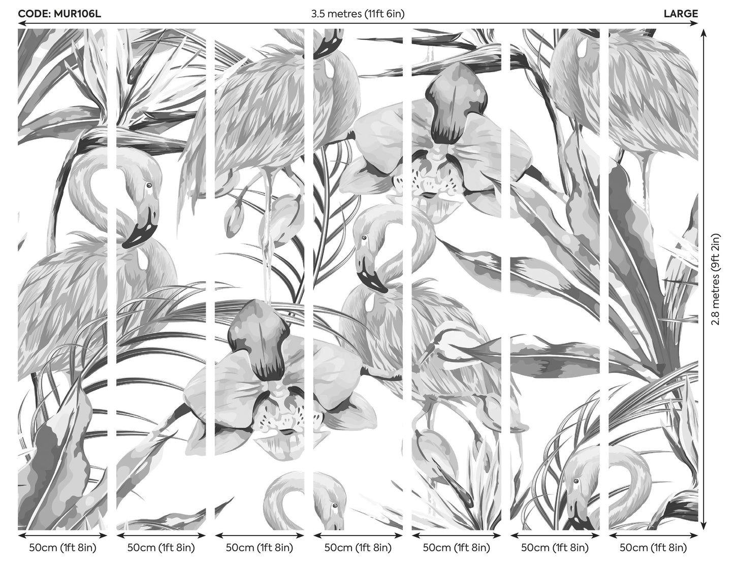 Origin Murals Paradise Flamingo Noir 350cm X 280cm