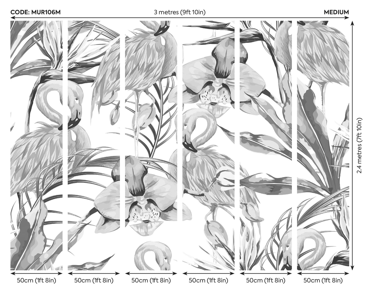 Origin Murals Paradise Flamingo Noir 300cm X 240cm