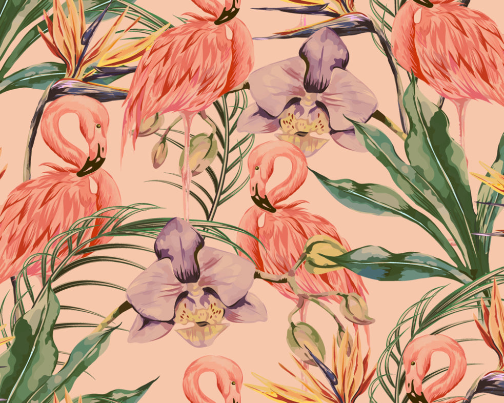 Origin Murals Paradise Flamingo Coral 300cm X 240cm - Hot Tub Shop