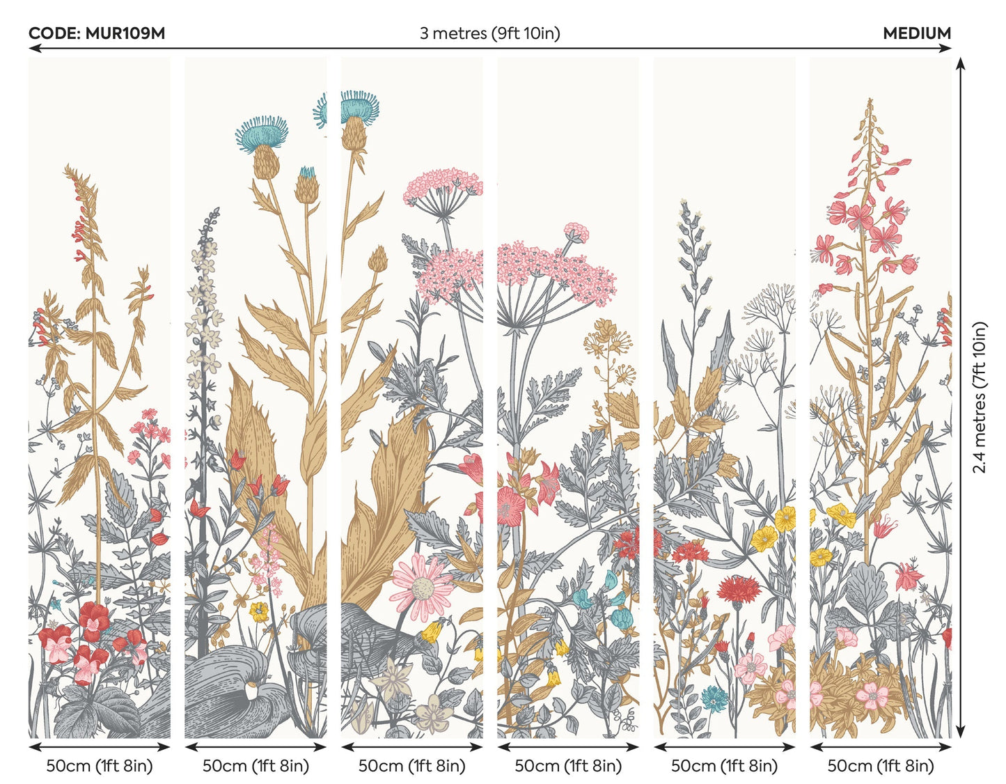 Origin Murals Botanical Fleur Dove Coral 300cm X 240cm