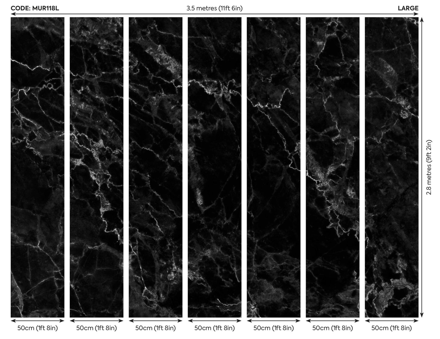 Origin Murals Marble Black 350cm X 280cm