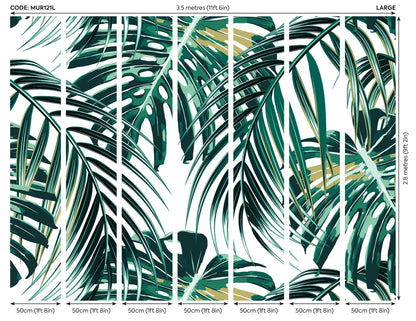 Origin Murals Tropical Leaves Emerald 350cm X 280cm
