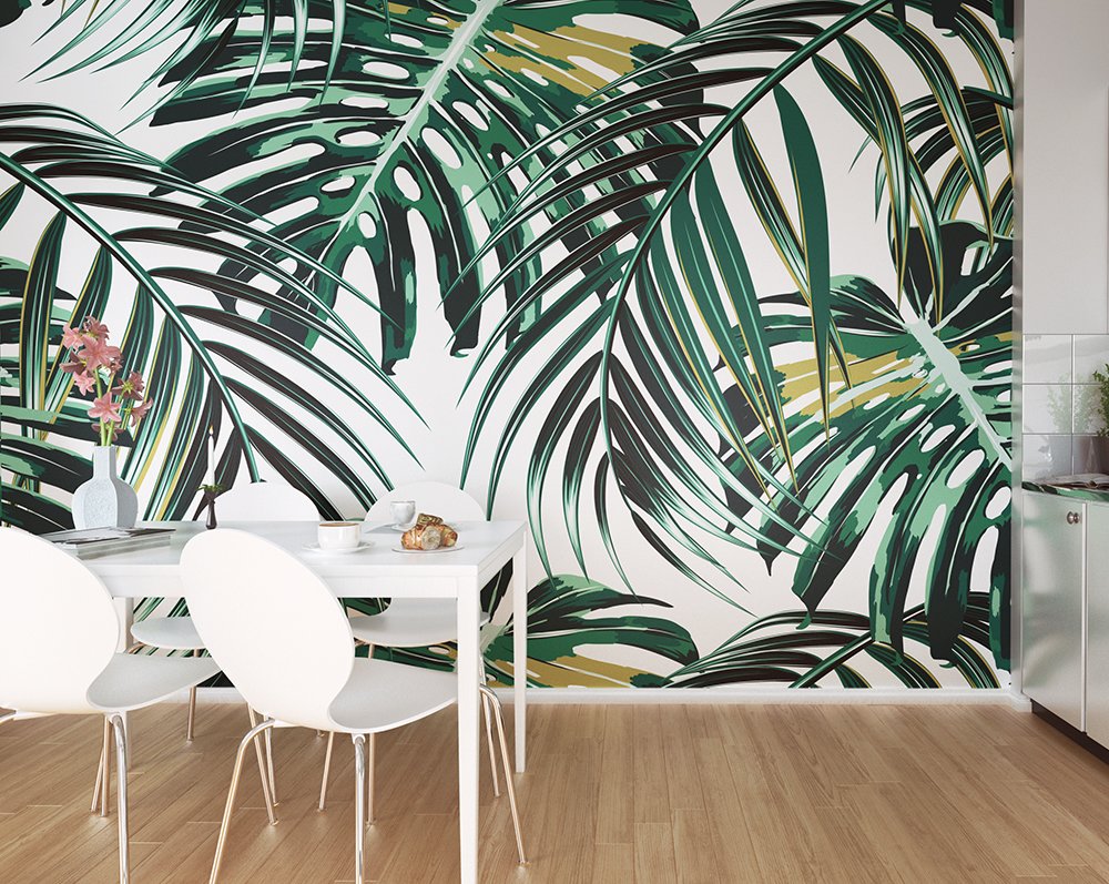 Origin Murals Tropical Leaves Emerald 300cm X 240cm
