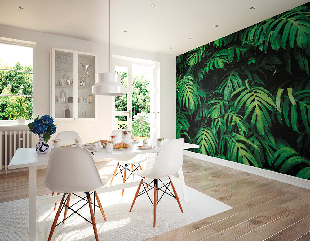 Origin Murals Rainforest Leaves Emerald 350cm X 280cm