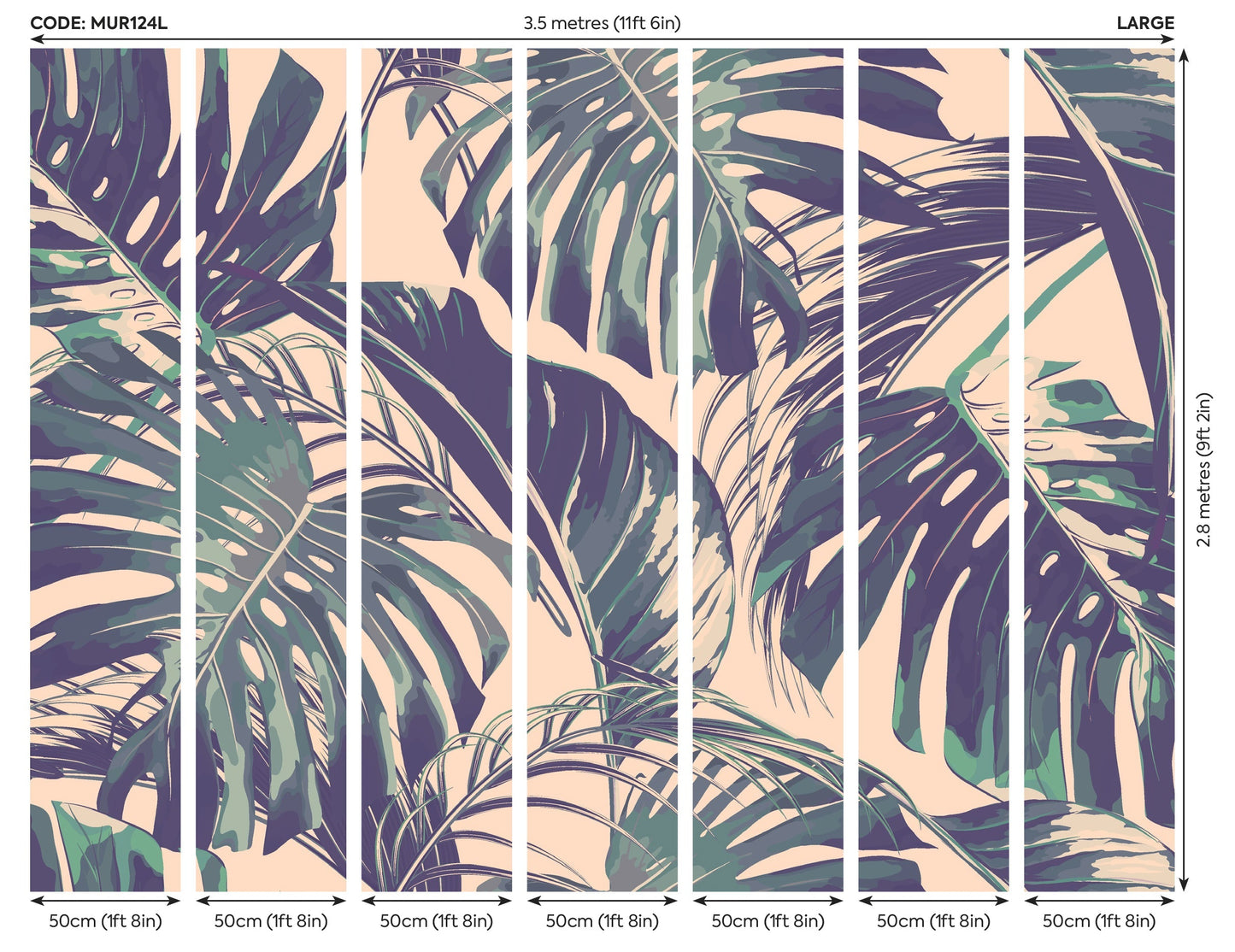 Origin Murals Palm Leaves Blush Jade 350cm X 280cm
