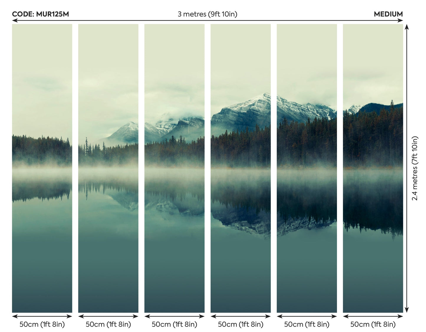 Origin Murals Misty Mountain Lake Ink 300cm X 240cm