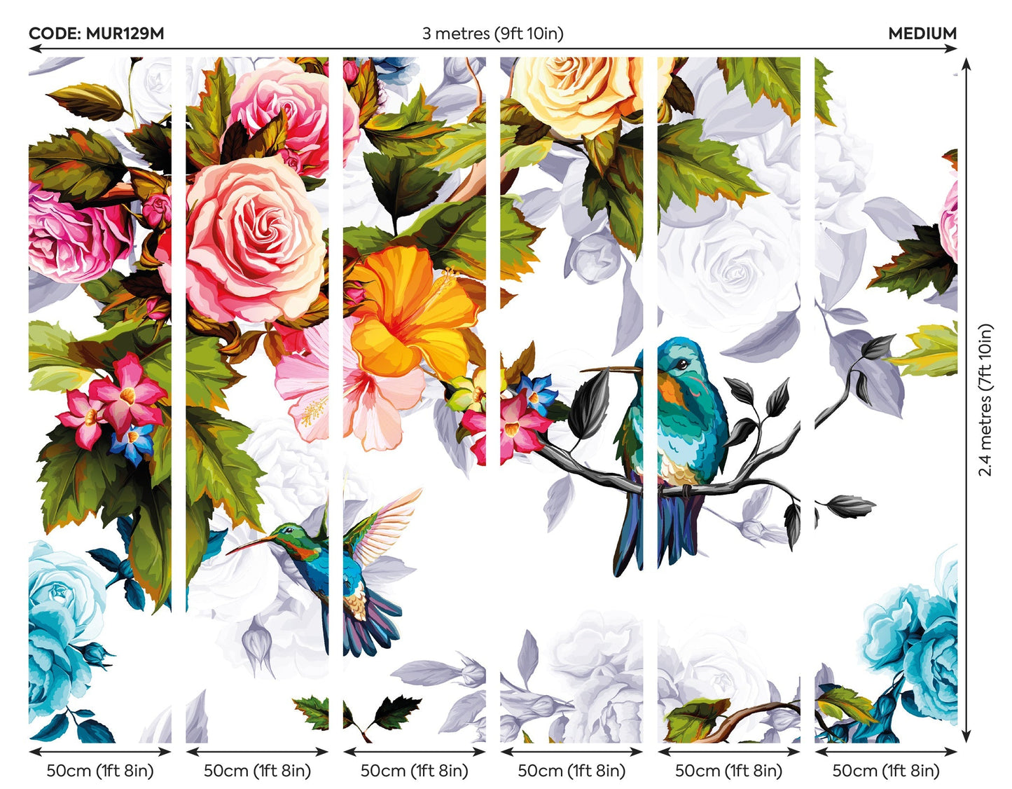 Origin Murals Hummingbird Garden Multi 300cm X 240cm