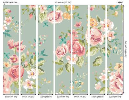 Origin Murals Flowery Duck Egg 350cm X 280cm