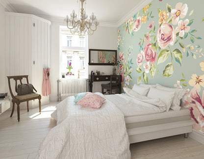 Origin Murals Flowery Duck Egg 300cm X 240cm