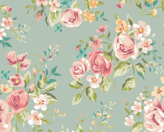Origin Murals Flowery Duck Egg 300cm X 240cm