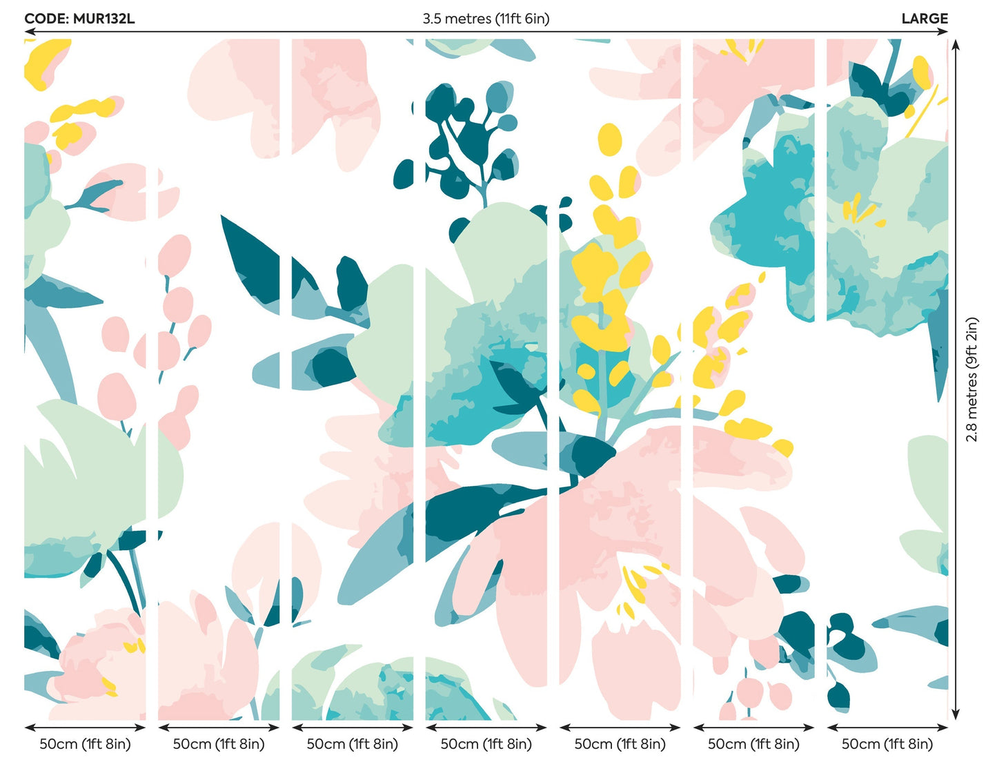 Origin Murals Graphic Flower Blush Jade 350cm X 280cm - Hot Tub Shop