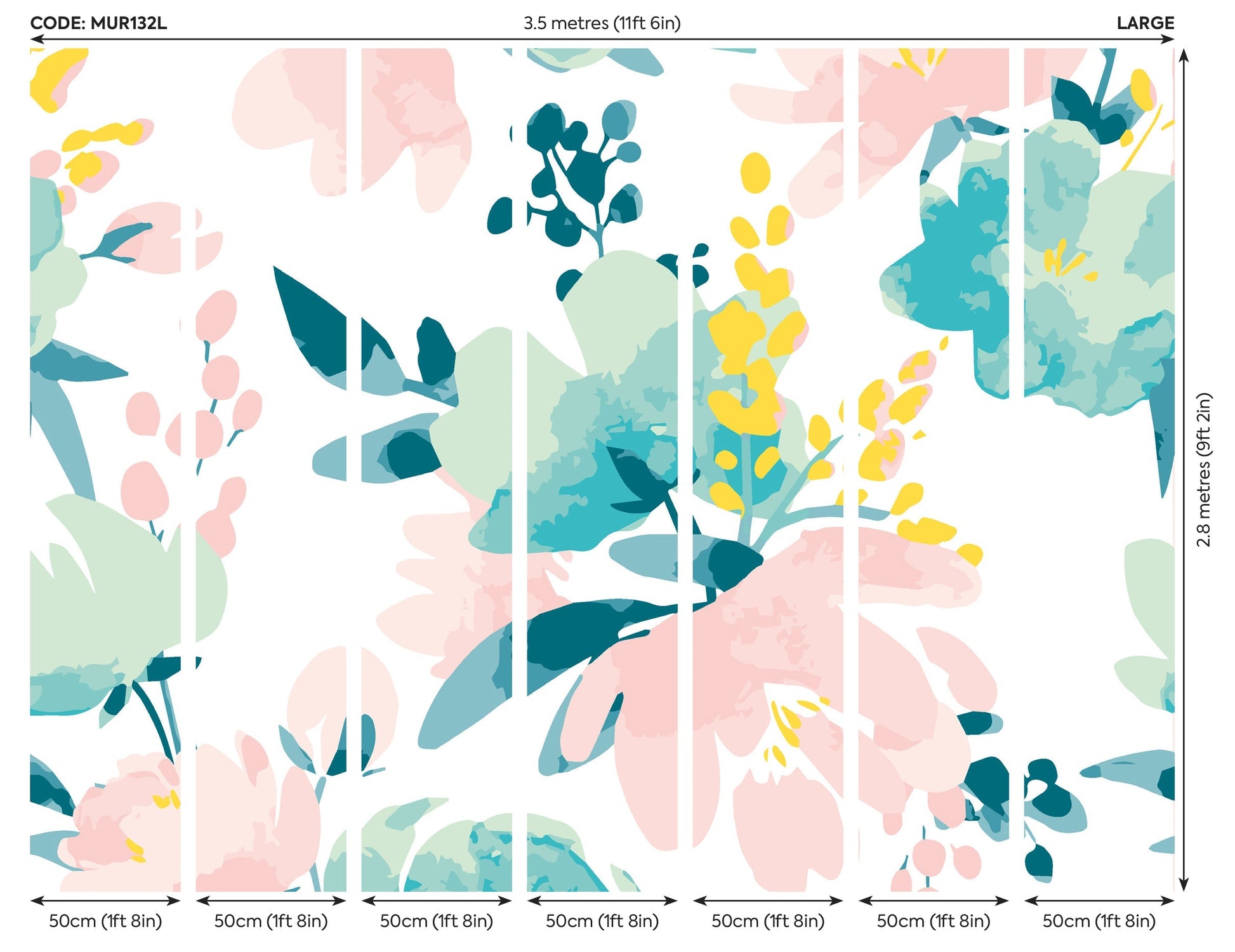 Origin Murals Graphic Flower Blush Jade 350cm X 280cm - Hot Tub Shop