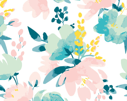 Origin Murals Graphic Flower Blush Jade 350cm X 280cm - Hot Tub Shop