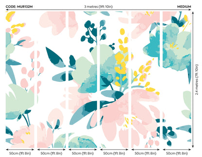 Origin Murals Graphic Flower Blush Jade 300cm X 240cm