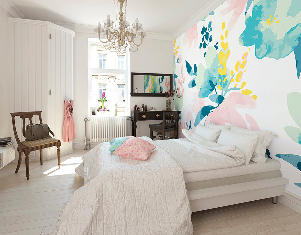 Origin Murals Graphic Flower Blush Jade 300cm X 240cm