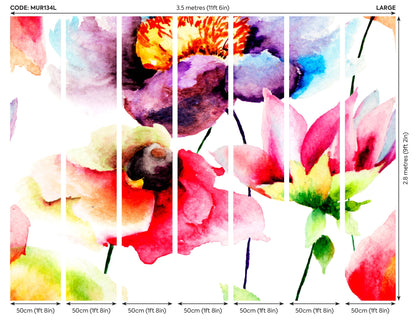 Origin Murals Watercolour Flora Multi Bright 350cm X 280cm - Hot Tub Shop