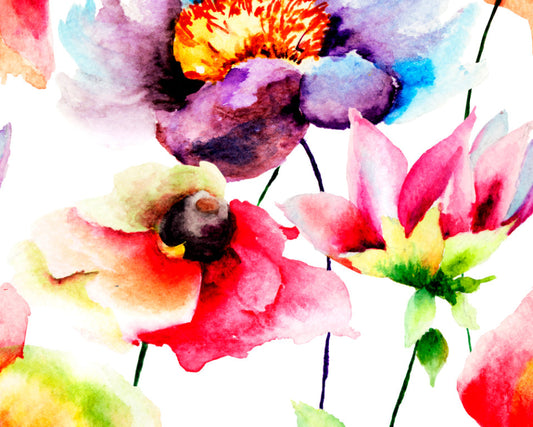 Origin Murals Watercolour Flora Multi Bright 300cm X 240cm - Hot Tub Shop