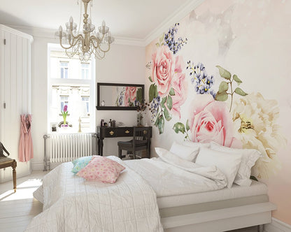 Origin Murals Roses Sparkles Rose Pink 350cm X 280cm