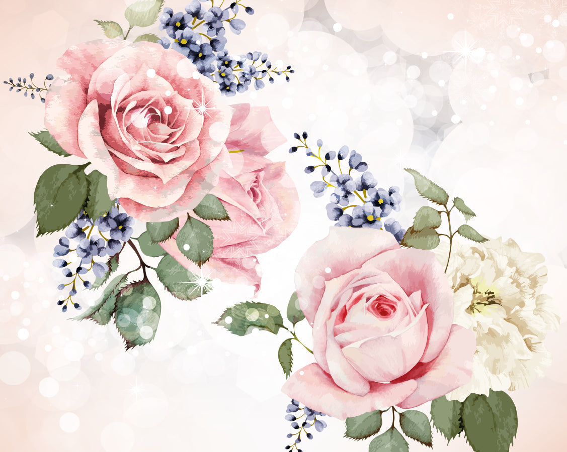 Origin Murals Roses Sparkles Rose Pink 350cm X 280cm