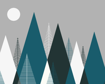 Origin Murals Graphic Mountains Grey Peacock 350cm X 280cm - Hot Tub Shop