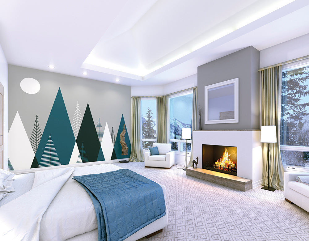 Origin Murals Graphic Mountains Grey Peacock 300cm X 240cm