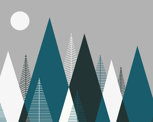 Origin Murals Graphic Mountains Grey Peacock 300cm X 240cm