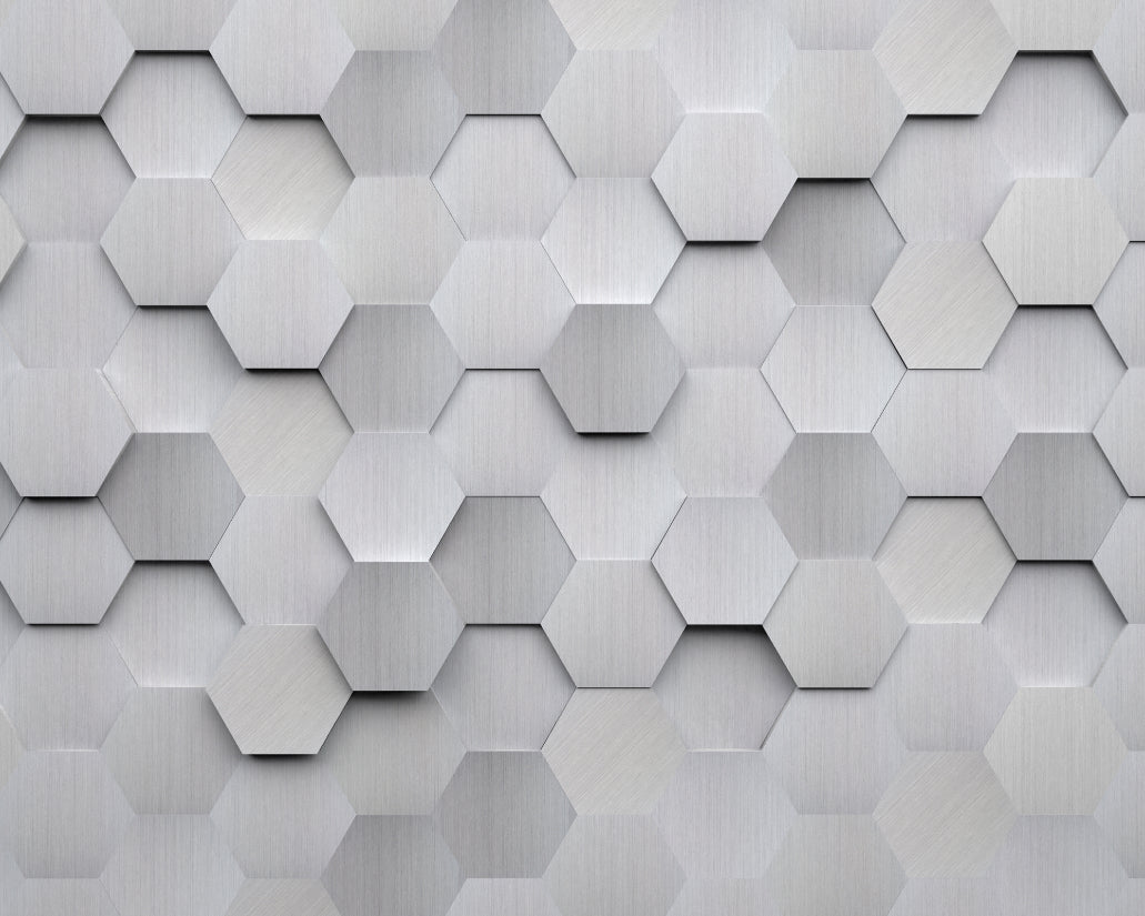 Origin Murals Metal Hexagons Silver 350cm X 280cm