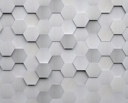 Origin Murals Metal Hexagons Silver 350cm X 280cm