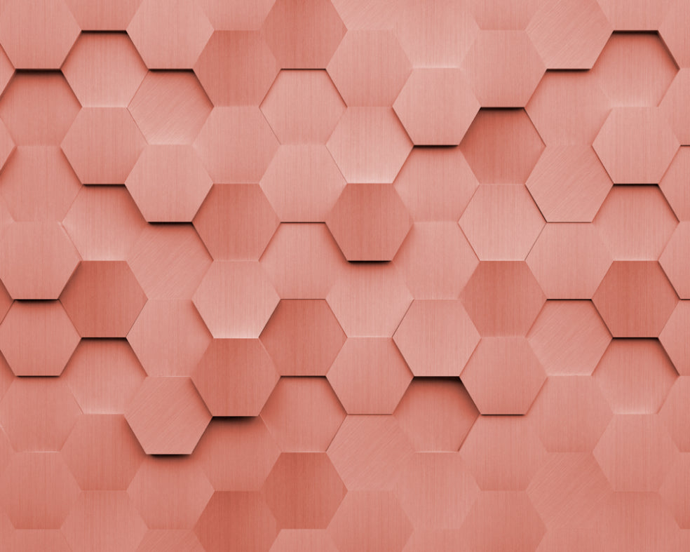 Origin Murals Metal Hexagons Rust 350cm X 280cm
