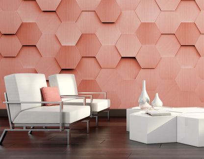 Origin Murals Metal Hexagons Rust 350cm X 280cm