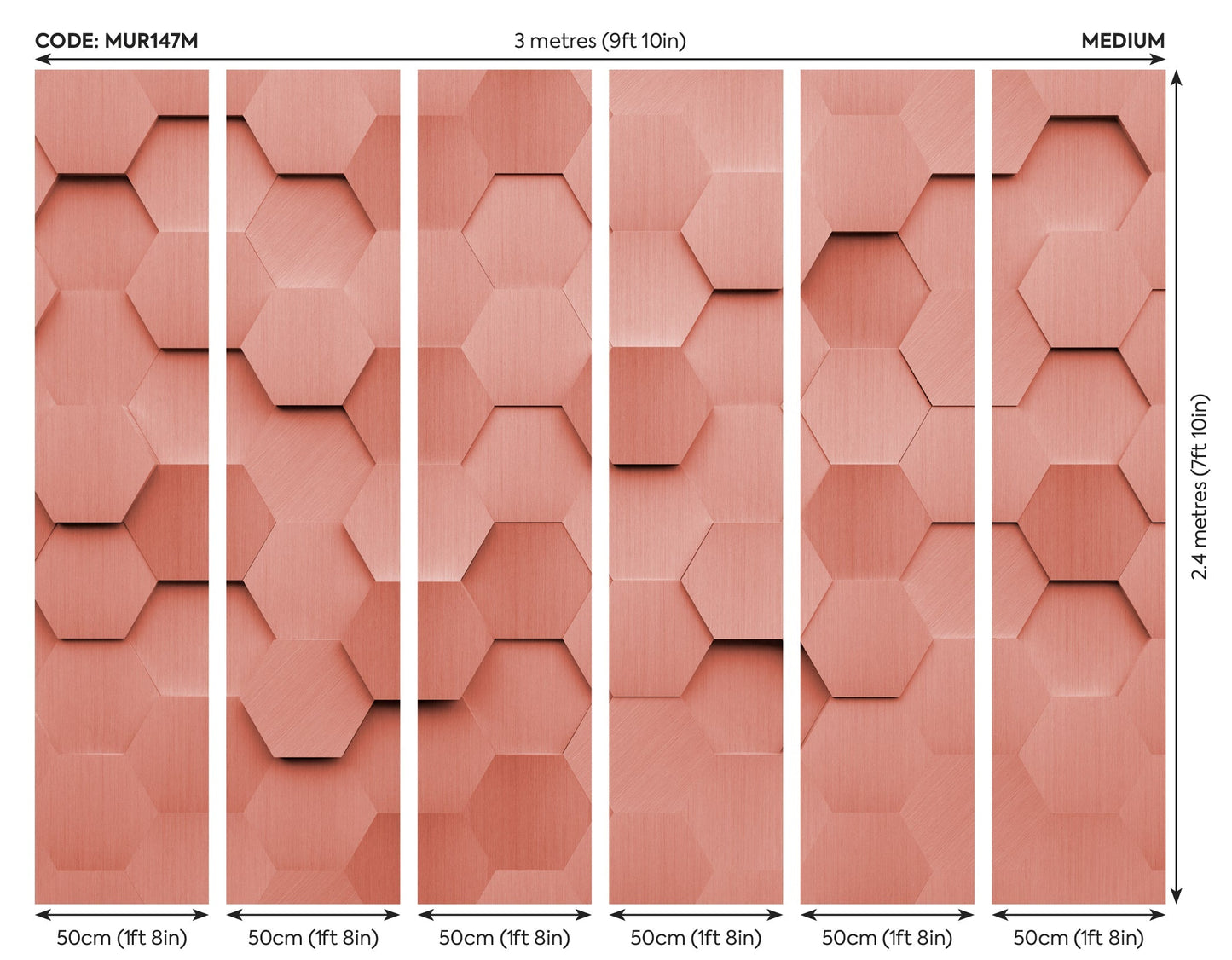 Origin Murals Metal Hexagons Rust 300cm X 240cm