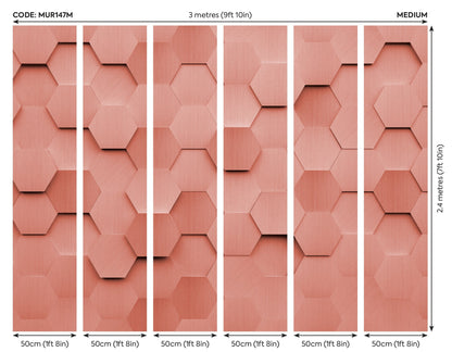 Origin Murals Metal Hexagons Rust 300cm X 240cm