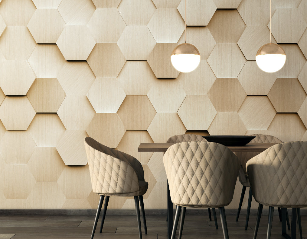 Origin Murals Metal Hexagons Gold 350cm X 280cm