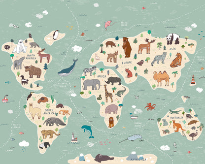 Origin Murals Childrens World Map Multi 300cm X 240cm - Hot Tub Shop