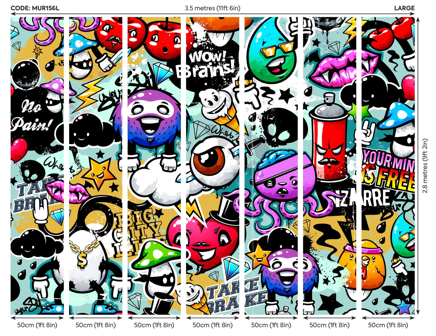 Origin Murals Graffiti Monster Multi 350cm X 280cm