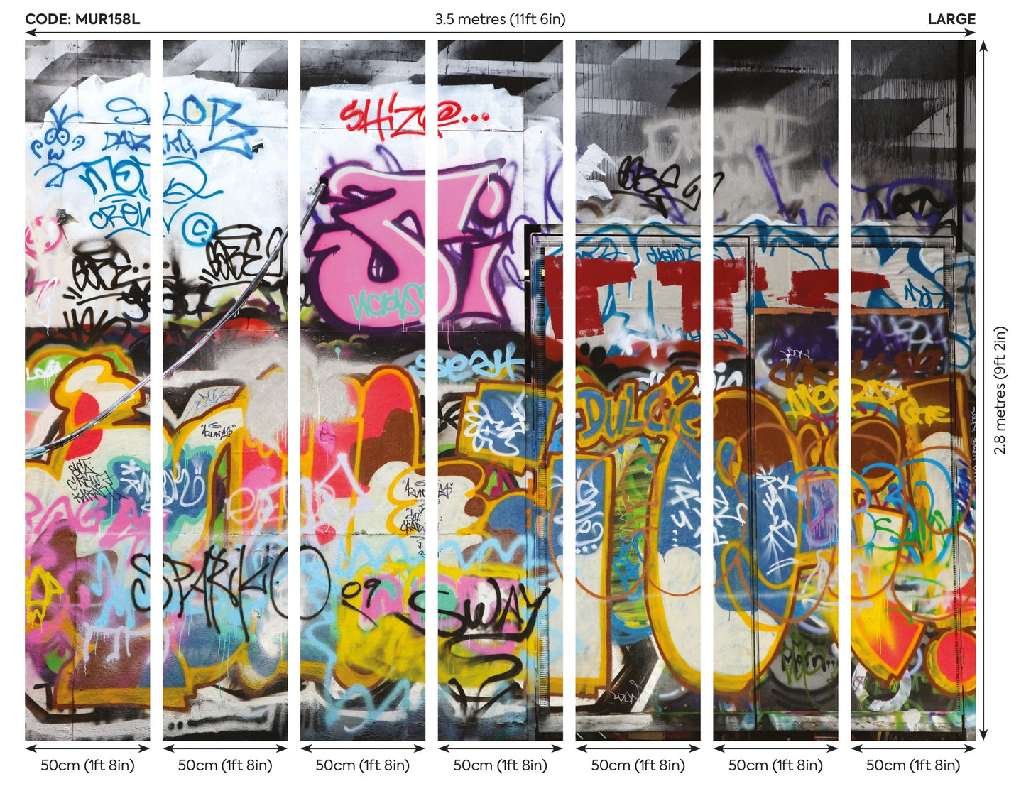 Origin Murals Urban Graffiti Multi 350cm X 280cm