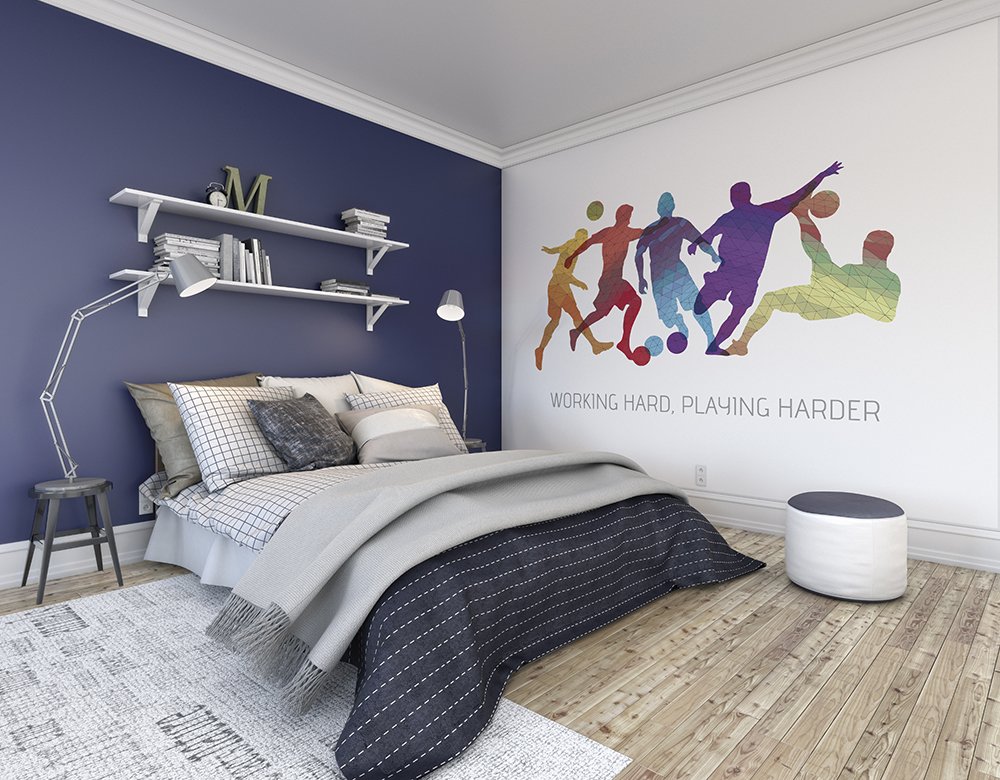 Origin Murals Geo Footballers Multi 300cm X 240cm - Hot Tub Shop
