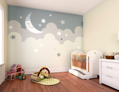 Origin Murals Nighttime Childrens Sky Dove Grey 350cm X 280cm