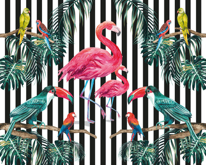 Origin Murals Flamingo Stripe Multi 350cm X 280cm