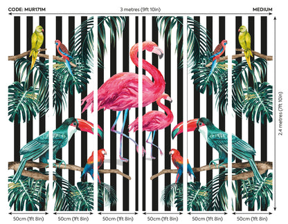 Origin Murals Flamingo Stripe Multi 300cm X 240cm