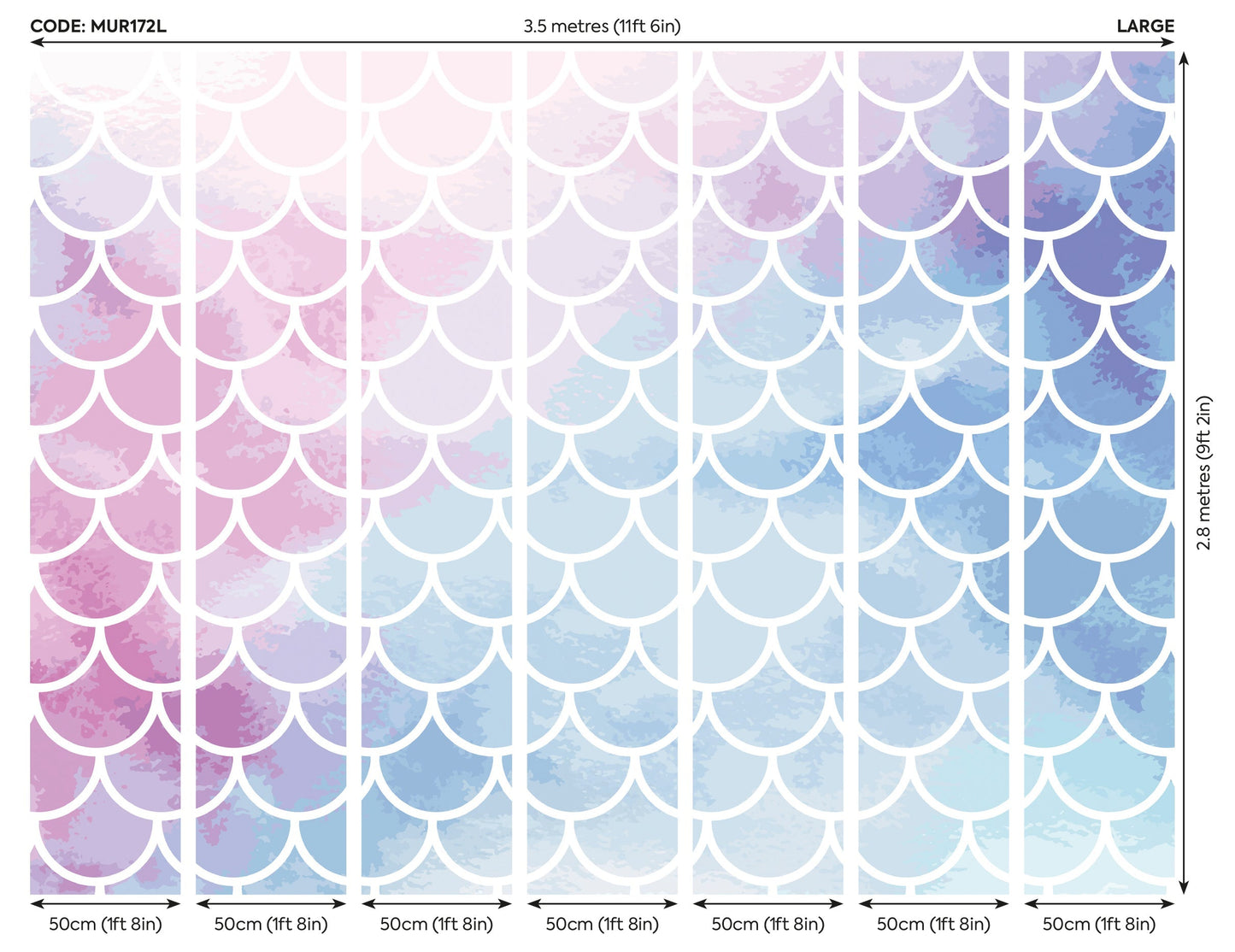 Origin Murals Watercolour Mermaid Scales Pastel 350cm X 280cm