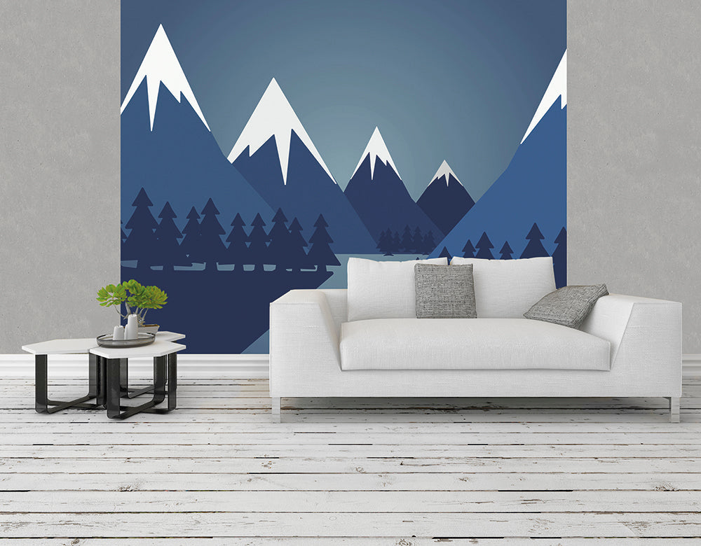 Origin Murals Snowy Mountain Valley Steel Blue 300cm X 240cm